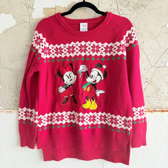 Disney Store Japan Mickey Minnie Christmas Sweater Fair Isle Womens L Tokoyo - Picture 1 of 8